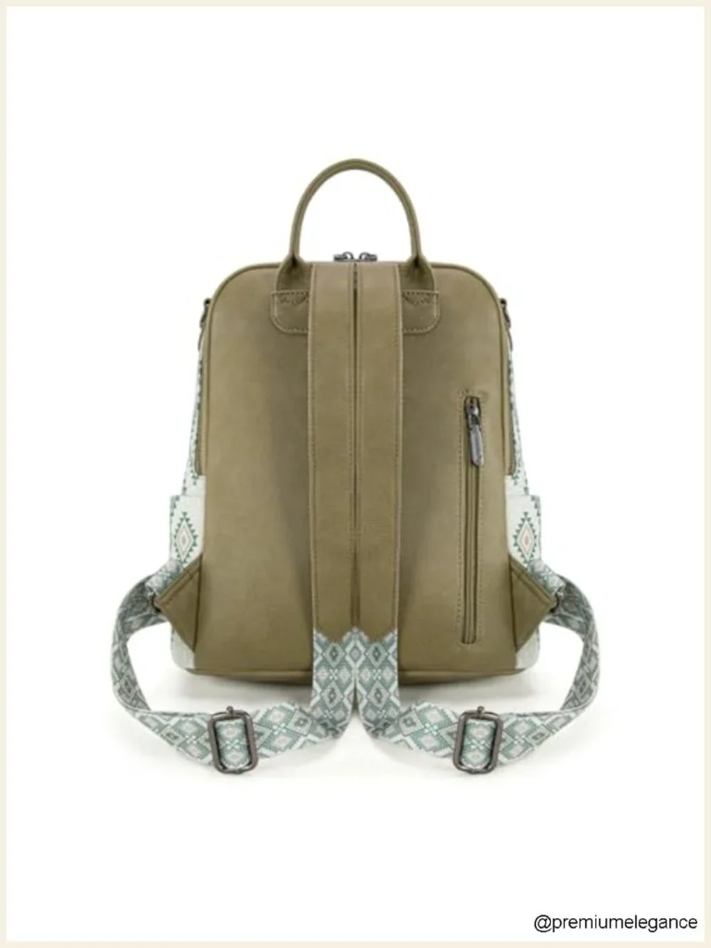 Canvas Convertible Backpack Purse with Aztec Embroidery